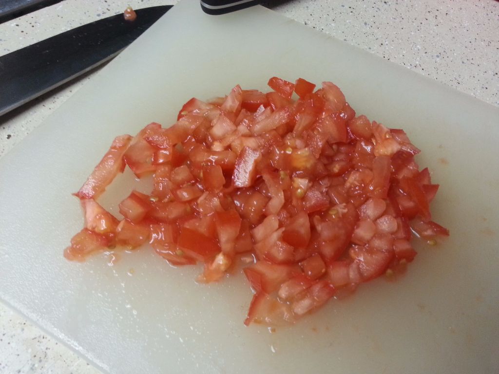 Chopped Tomatoes - Layer 5 of my 7-Layer Mexican Bean Dip