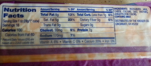 Colby Jack Block Cheese Nutrition Info