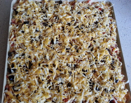 Shredded Cheese Layer - Layer 7 of my 7-Layer Mexican Bean Dip