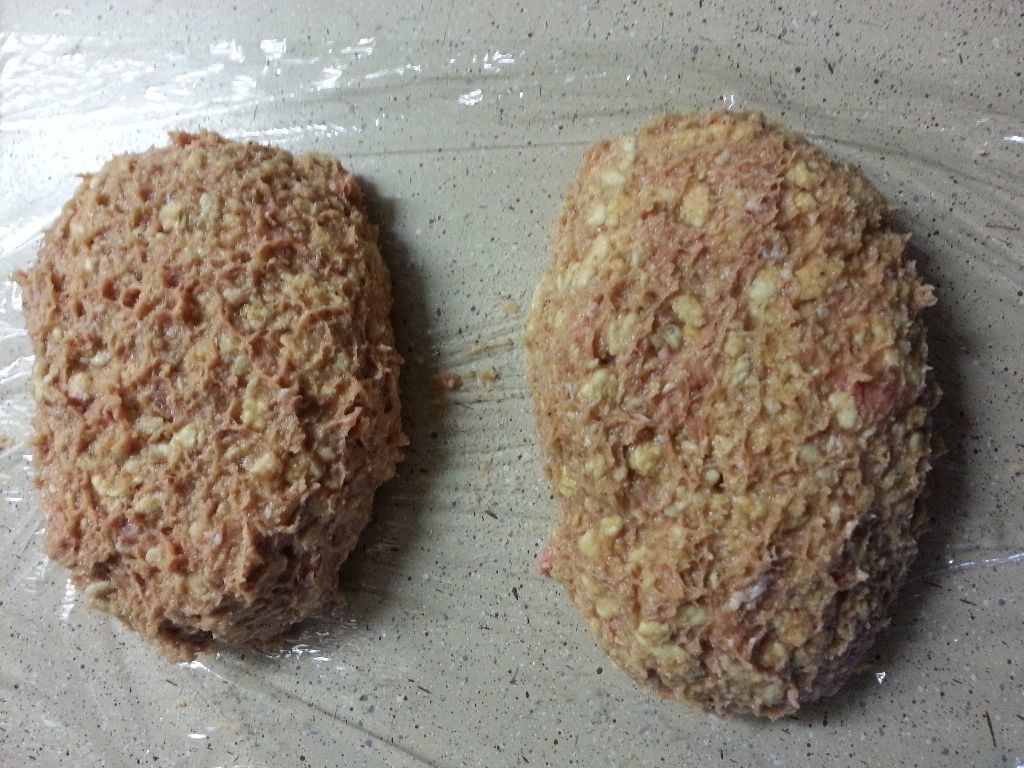 Twin meat loaves before going into the oven