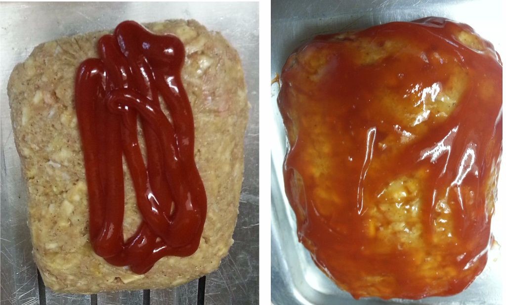 Adding ketchup to meat loaf