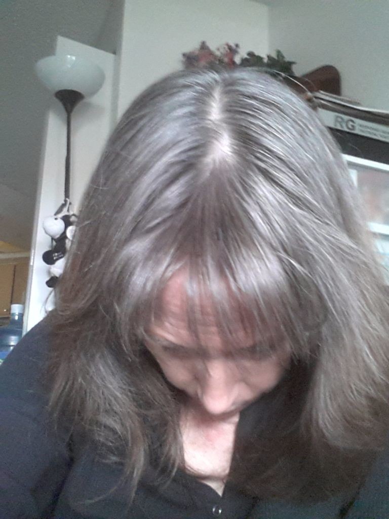 This is what gray does to my medium brown hair... time for it to be gone!